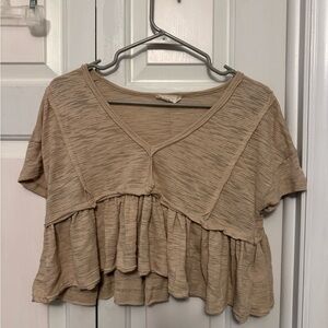 Altard State Tan Crop Top with Ruffles